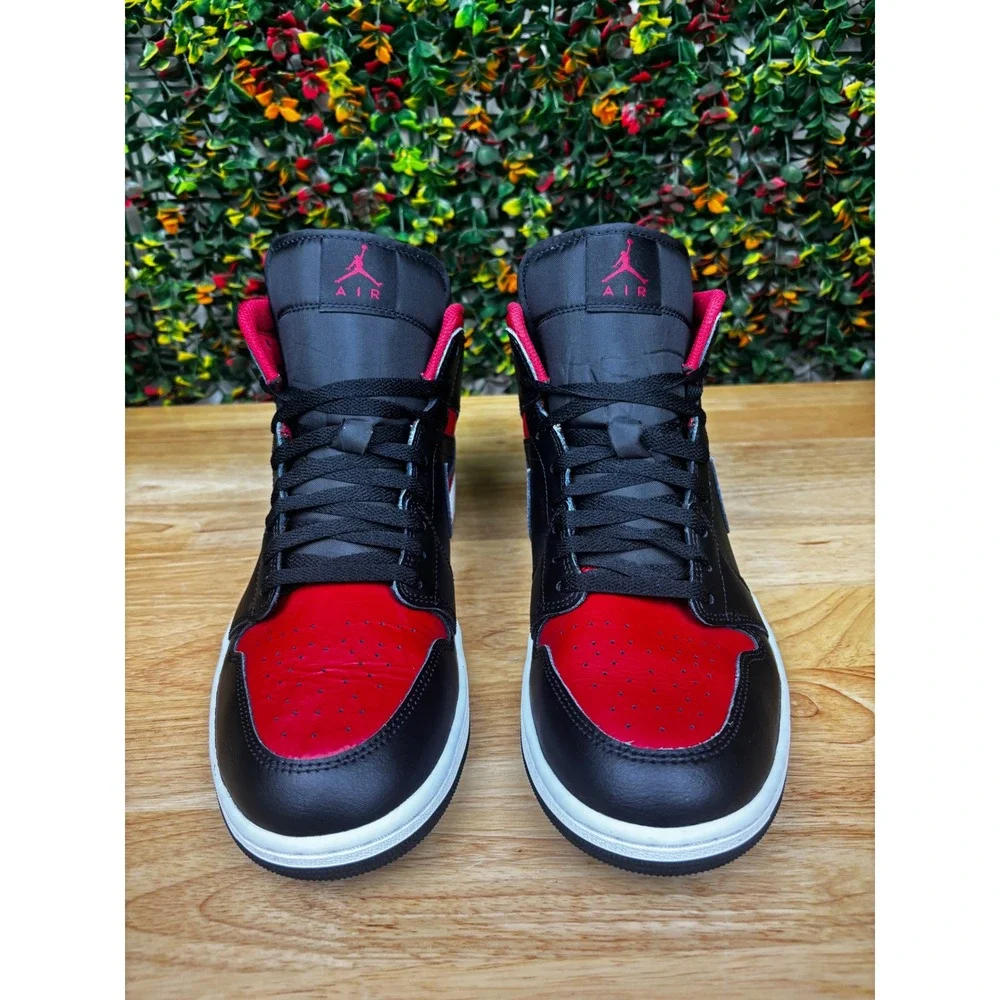 Air Jordan 1 Mid Bred Black Gym Red White DQ8426-067 Mens Size 12 Sneaker Shoes